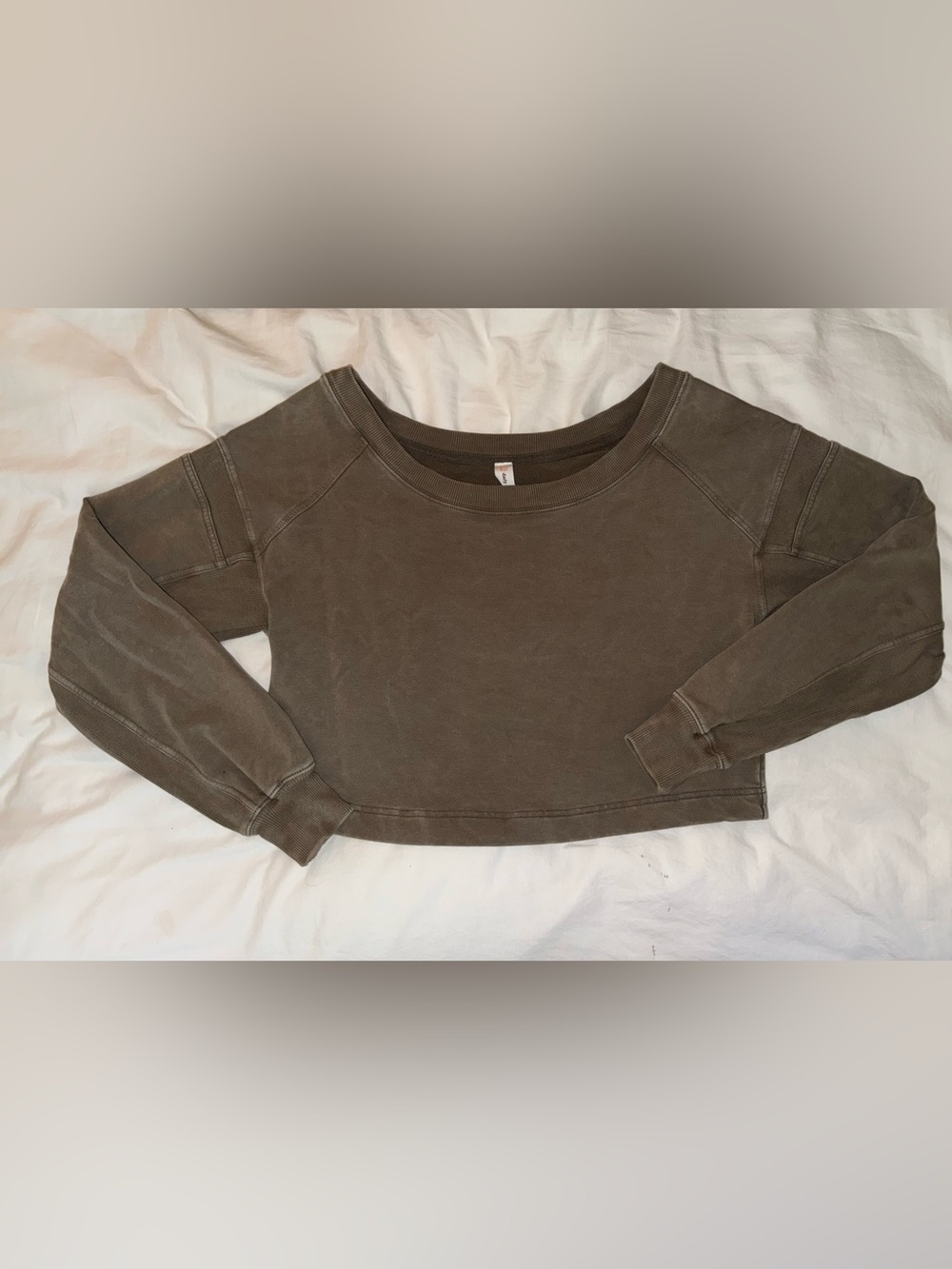 Daily Practice Free People Cropped Olive Green Sweatshirt